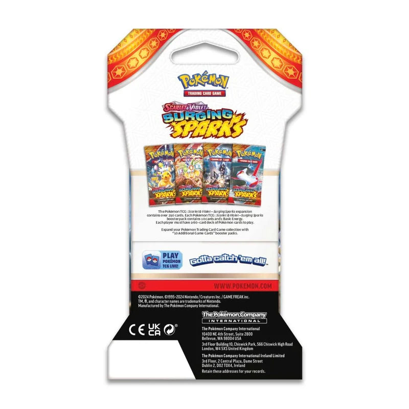 4x Surging Sparks Sleeved Booster Pack (4 Pack Art Set) - Pokemon TCG: Scarlet & Violet (Sealed)