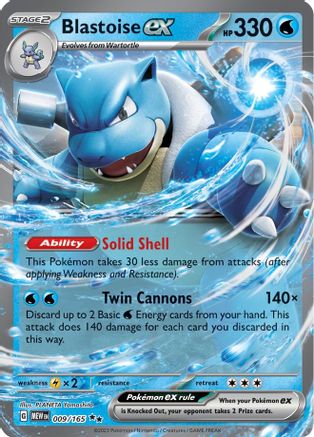 Pokemon TCG - Double Rare Holo Blastoise ex 009/165 - Scarlet & Violet 151 - NM