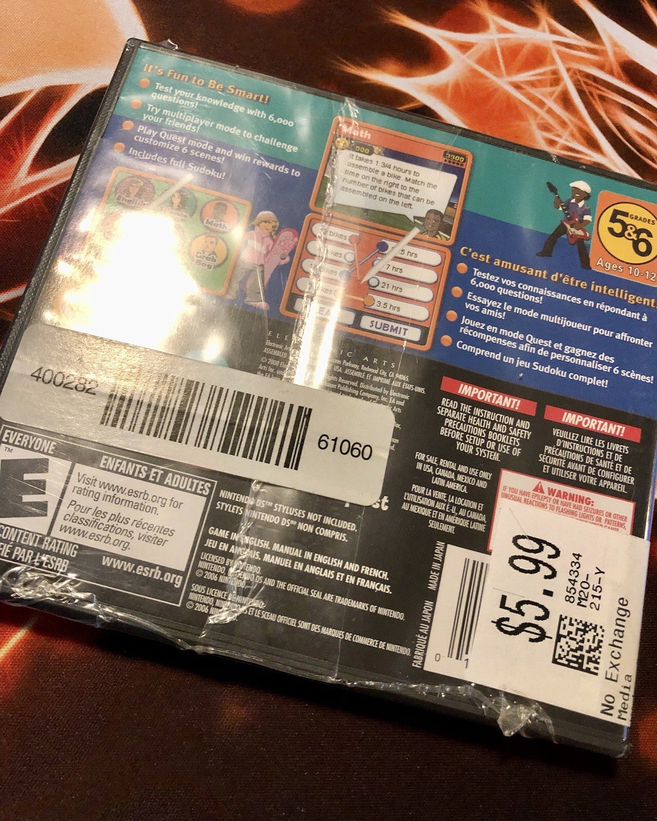 Brain Quest: Grades 5 & 6 (Nintendo DS, 2008) Authentic GAME MONSTER CANADA -..-