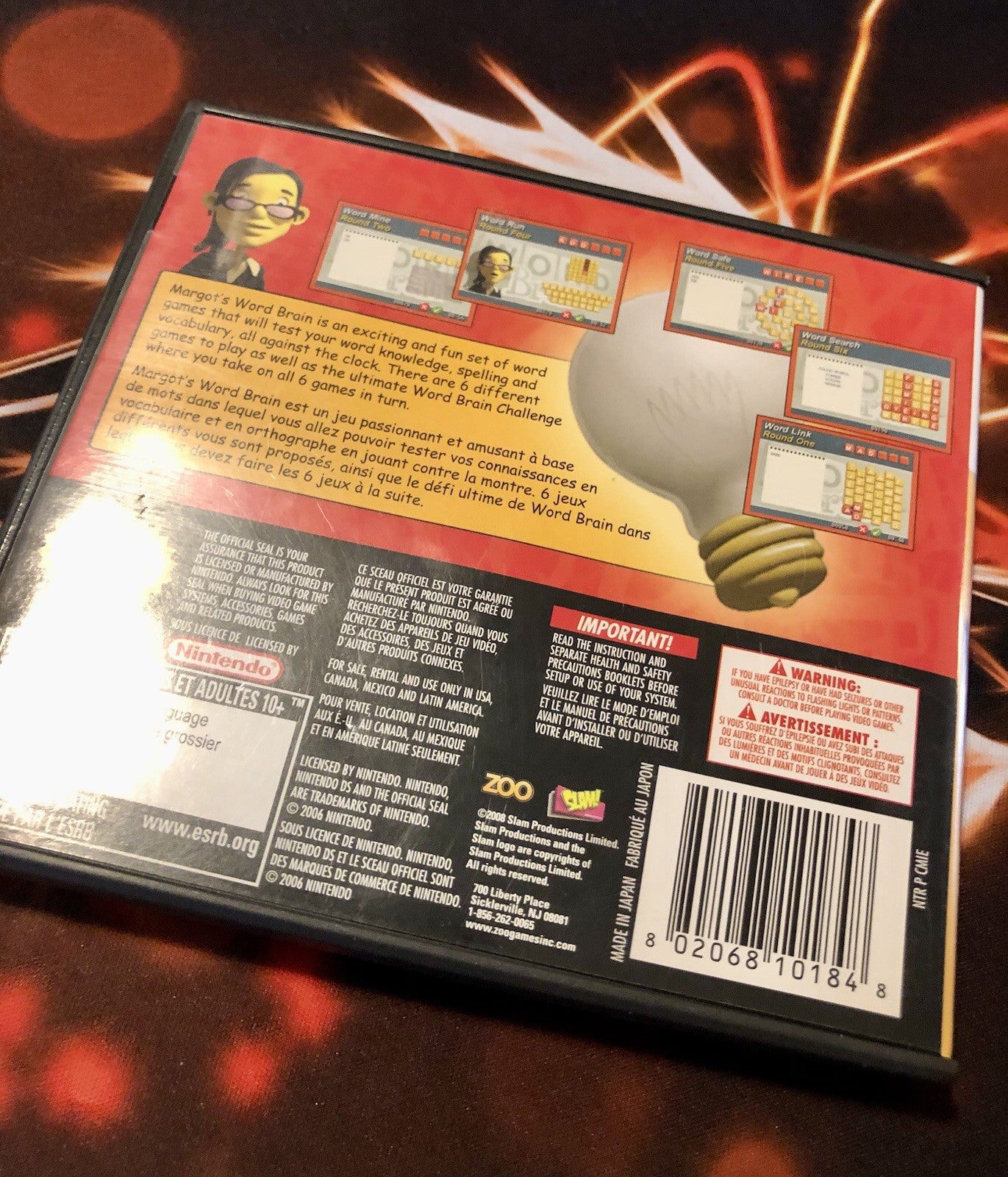 Margots Word Brain Nintendo DS Video - Authentic GAME MONSTER CANADA -..-