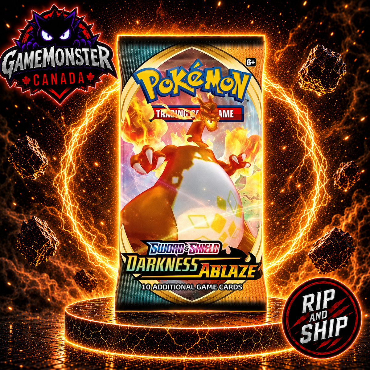 Pokémon Darkness Ablaze Booster Pack – Rip & Ship