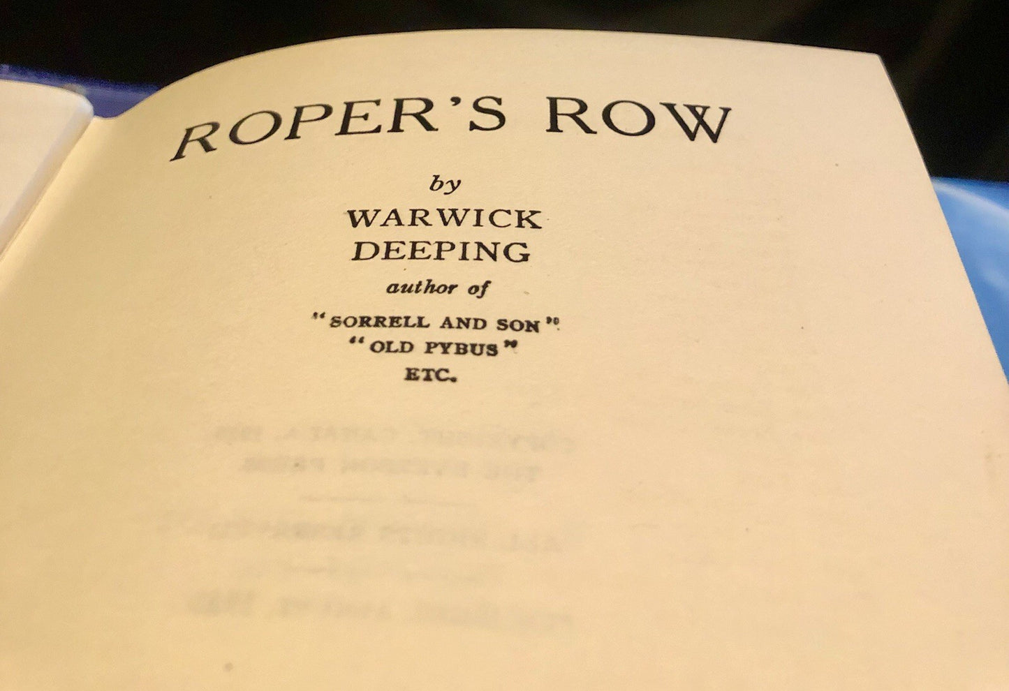 Roper's Row ︱ Warwick Deeping︱ Hardback ︱1929 --RYERSON PRESS