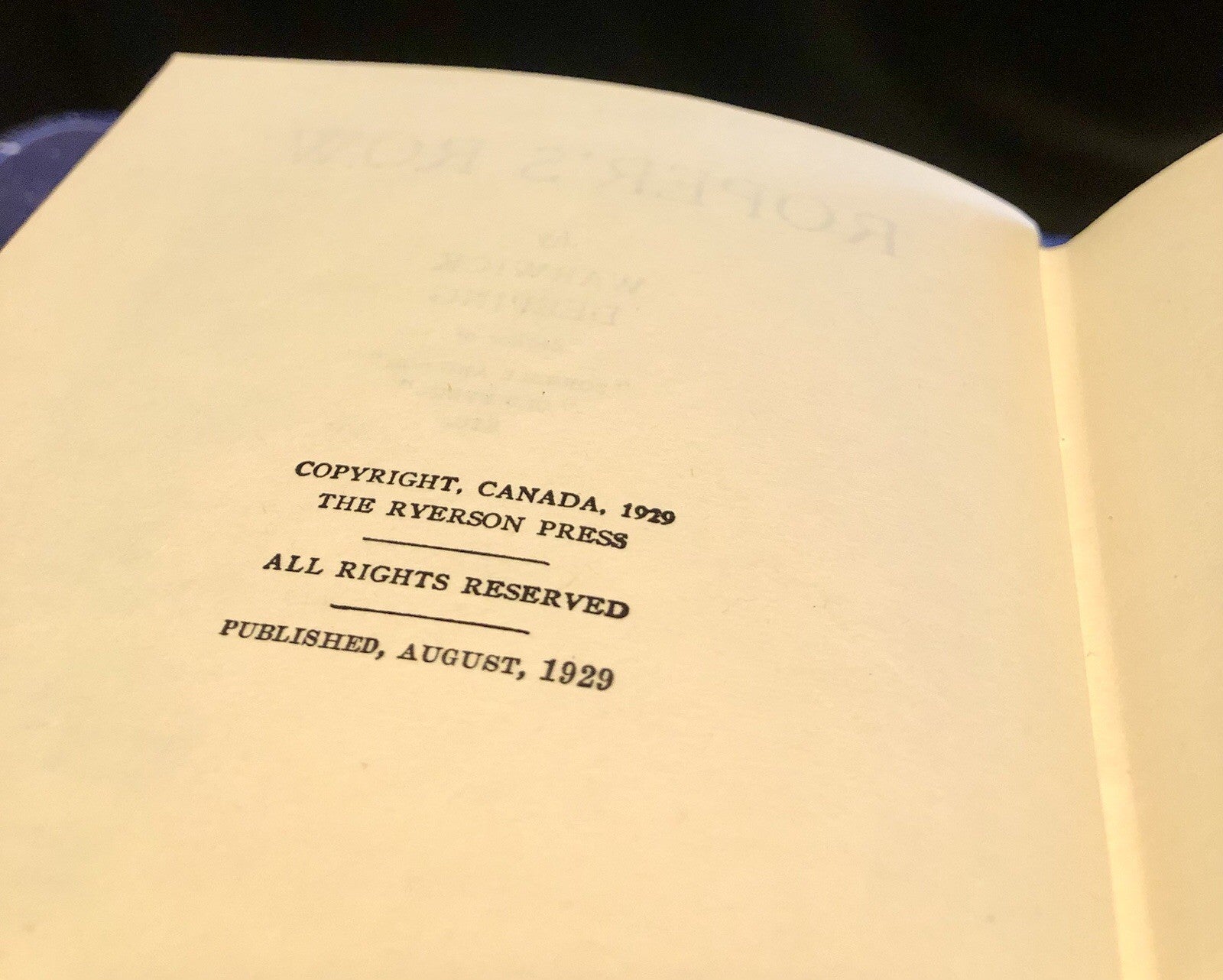 Roper's Row ︱ Warwick Deeping︱ Hardback ︱1929 --RYERSON PRESS