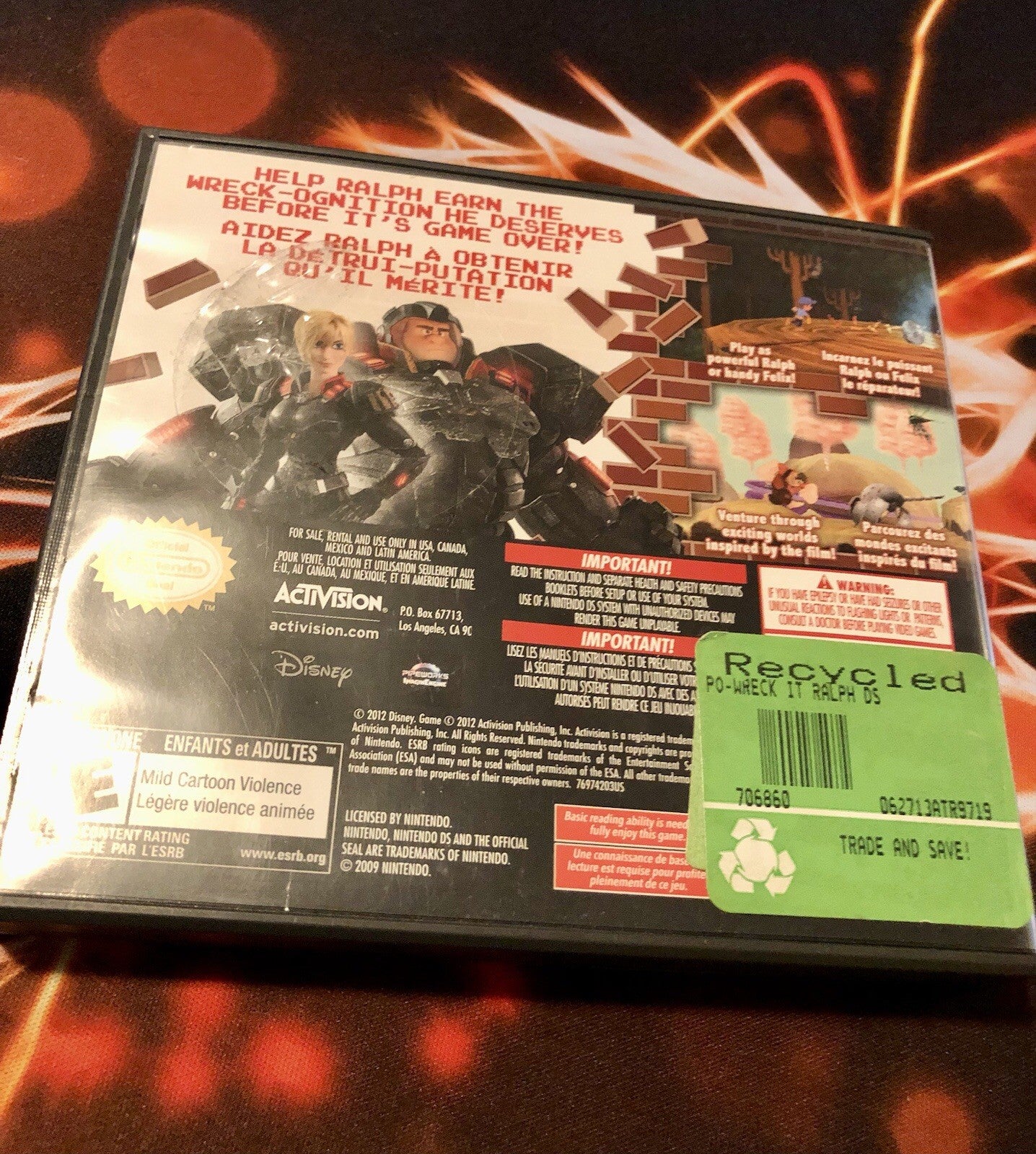 Wreck-It Ralph Nintendo DS Authentic GAME MONSTER CANADA -..-