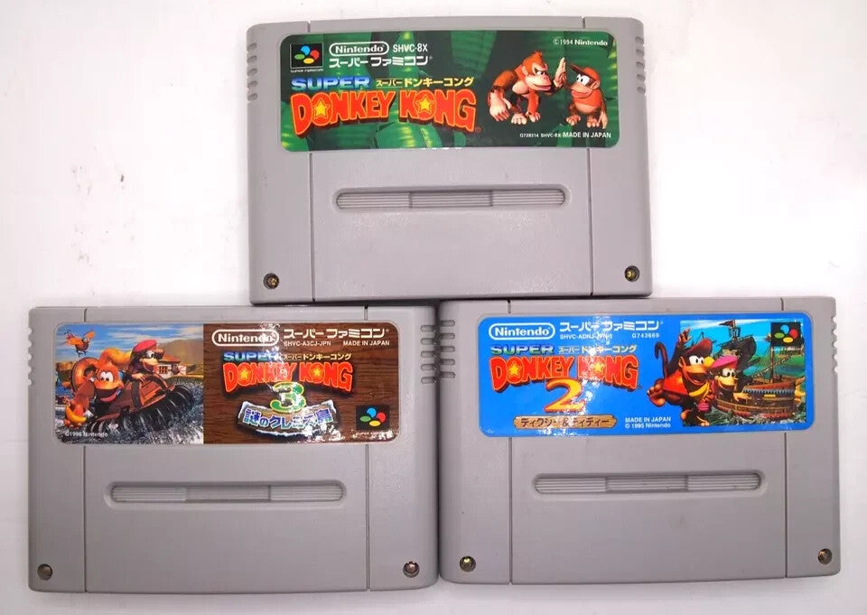Lot of 3 Super Donkey Kong Country 1 2 3 Super Famicom SNES Japan Import CANADA!