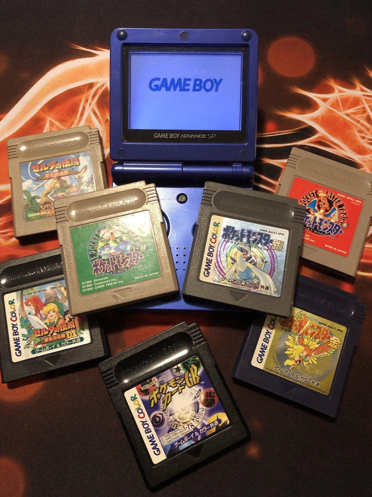 Nintendo Game Boy Advance SP System + 7 Pokemon Games GAME MONSTER CANADA -..-