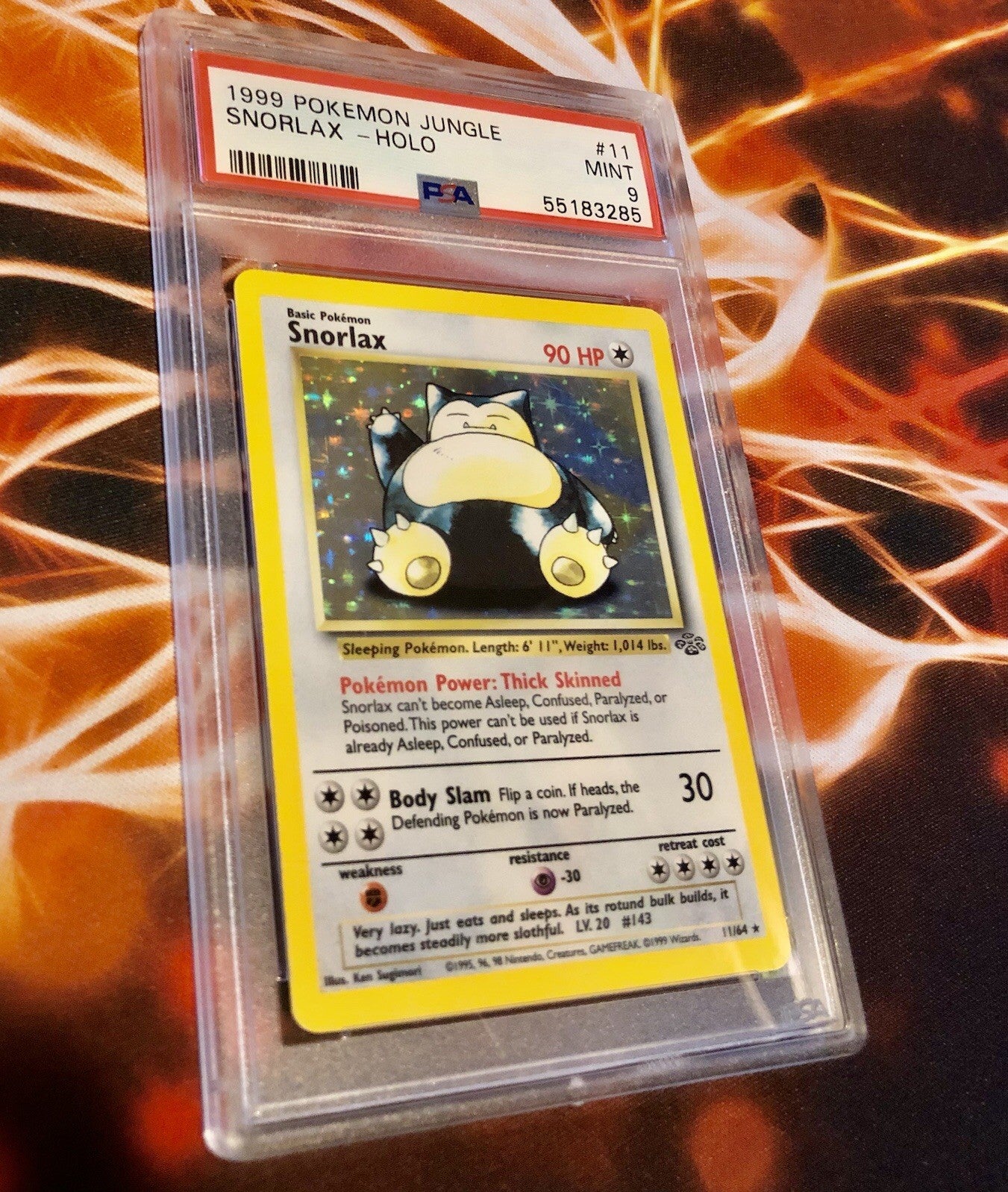 1999 Pokémon Jungle Unlimited Snorlax 11/64 Holo Rare PSA 9 Low Population