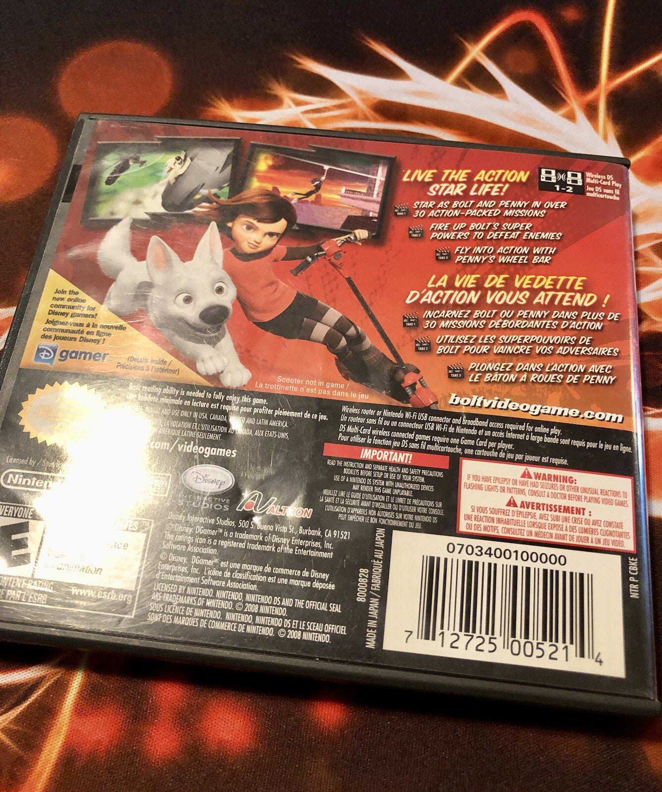 Bolt Walt Disney Nintendo DS CIB -Authentic GAME MONSTER CANADA -..-