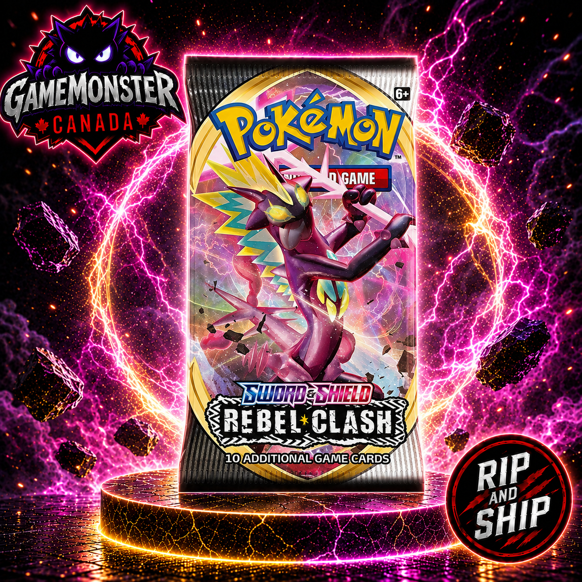 Pokémon Rebel Clash Booster Pack – Rip & Ship