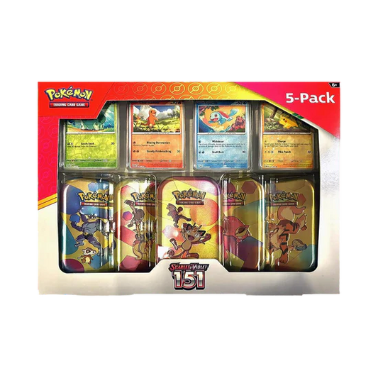 Pokémon Scarlet & Violet - 151 Collection, 5-Pack Mini Tins with 4 Promos Bundle (Sealed)